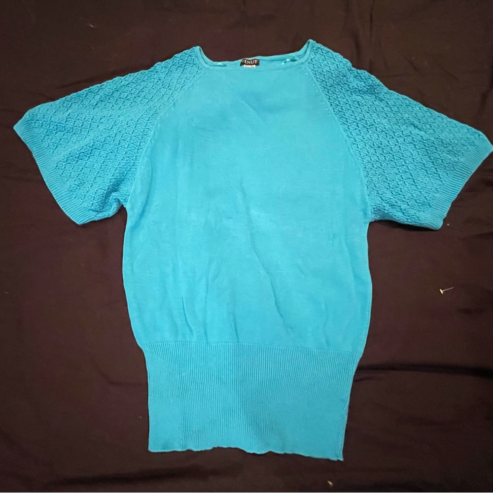 Venus Turquoise Short Sleeve Sweater